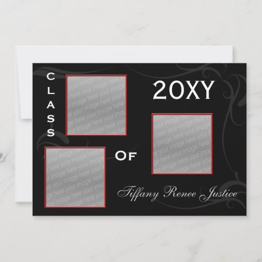 red Graduation multi photo Invitation (Devant)
