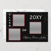 red Graduation multi photo Invitation (Devant / Derrière)