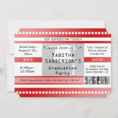 Red Graduation Party Admission Ticket Kaart (Voorkant)