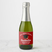 Red Graduation Party gepersonaliseerd Sparkling Wijnetiket (Voorkant)