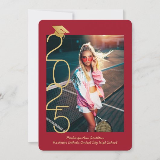 Red Graduation Photo 2022 Open House Invitation (Devant)