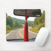 Red Graduation Tassel On Rear View Car Mirror Muismat (Met muis)