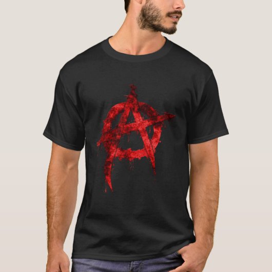 Red Graffiti Anarchy Symbol T-shirt (Voorkant)