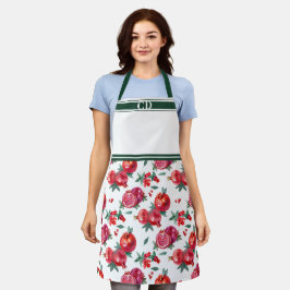 Red Granaatappel Orchard All-Over Print Monogram Schort
