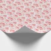 Red Grandmillennial Christmas Damask Cadeaupapier (Hoek)