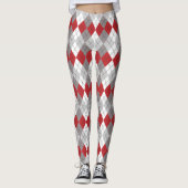 Red Gray Argyle Pattern Leggings (Voorkant)