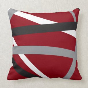 RED GRAY BLACK STRIPES DESIGN Retro Sierkussen