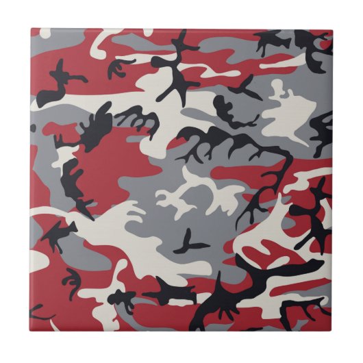 Red Gray Camouflage Patroon Tegeltje (Voorkant)