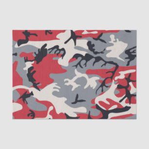 Red Gray Camouflage Patroon Tissuepapier