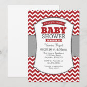 Red Gray Chevron Baby shower Kaart (Voorkant / Achterkant)