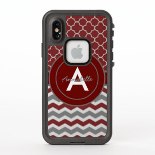 Red Gray Chevron Quatrefoil