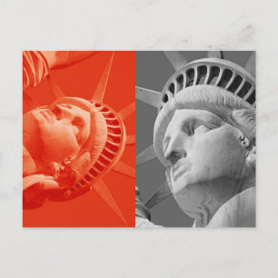 Red Gray Collage Closeup Statue Liberty Briefkaart