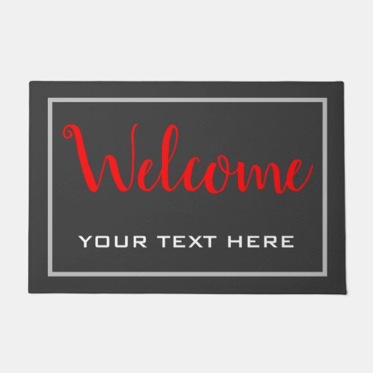 Red Gray Modern Minimalist Trendy Deurmat (Voorkant)