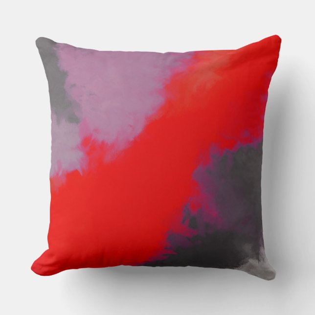 Red Gray Pink Abstract Kussen (Voorkant)