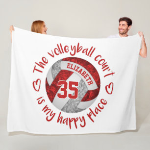 red gray volleyball court happy place gepersonalis fleece deken