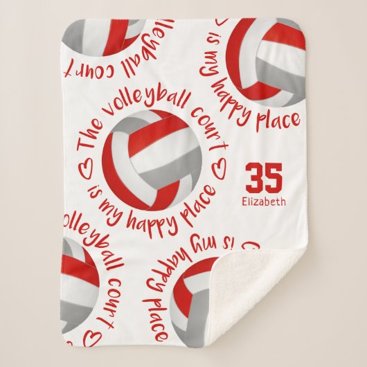 red gray volleyball court happy place typography sherpa deken (Voorkant)