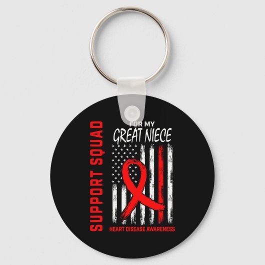 Red Great Niece Heart Disease Awareness Flag Graph Sleutelhanger (Voorkant)
