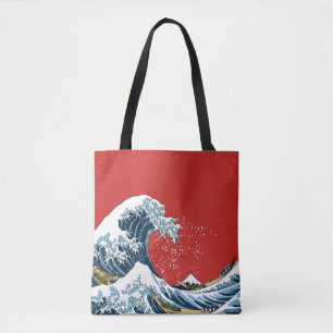 Red Great Wave van Kanagawa Modern Pop Draagtas