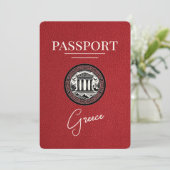 Red Greece Passport Save the Date Kaart (Staand voorkant)