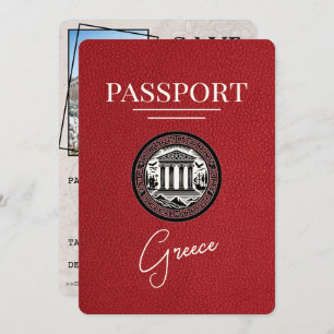 Red Greece Passport Save the Date Kaart