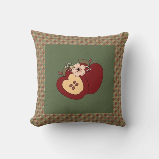 Red Green À damiers Country Apples Coussin (Recto)