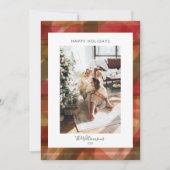 Red Green Abstract Pset Rustic-fotokerst Feestdagenkaart (Voorkant)