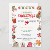 Red, Green and Gold Christmas Invitation (Devant / Derrière)