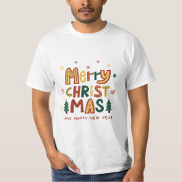 Red, Green and Yellow Illustrative Christmas T-shirt