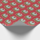 Red Green Art Nouveau kerstinpakpapier Cadeaupapier (Hoek)