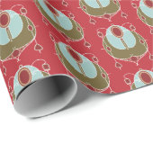 Red Green Art Nouveau kerstinpakpapier Cadeaupapier (Rol Hoek)