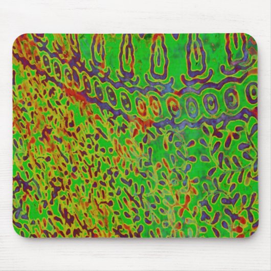 Red & Green Batik Abstract Mousepad Muismat (Voorkant)