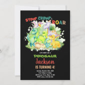 Red Green Black Dinosaur Invitations d'anniversair (Devant)