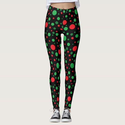 Red Green Black Noël Leggings (Devant)