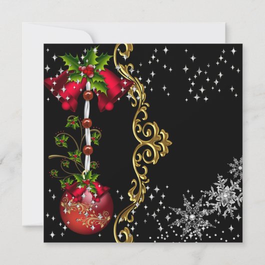 Red green Black Snowflake kerstfeest Kaart (Achterkant)