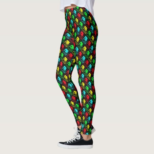 Red Green Blue en Yellow Pop Art Pandas Leggings (Links)
