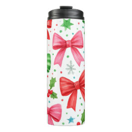 Red & Green Bow Christmas Tumbler – Christmas Gift Thermosbeker