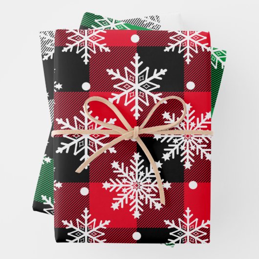 Red Green Buffalo met kerstsnowflake Multi Inpakpapier Vel (In situ)