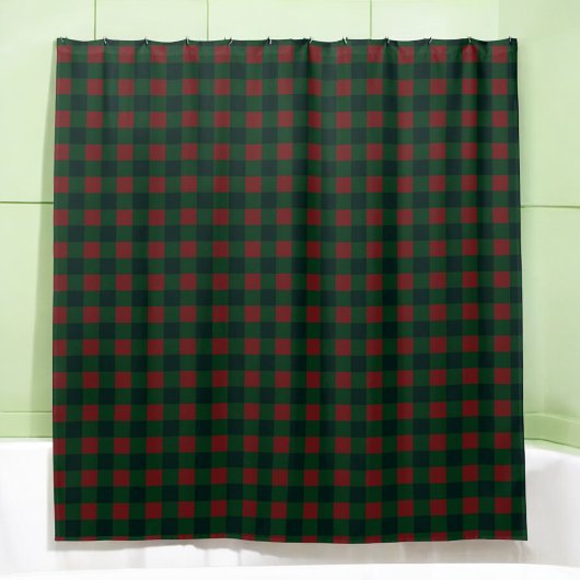 Red Green Buffalo Plaid Douche rideau pour vacance