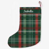 Red & Green Buffalo Plaid Personalized Kleine Kerstsok (Achterkant)
