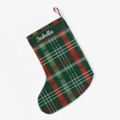 Red & Green Buffalo Plaid Personalized Kleine Kerstsok (Achterkant (Hangend))