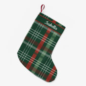 Red & Green Buffalo Plaid Personalized Kleine Kerstsok (Voorkant (Hangend))
