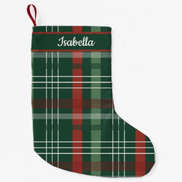 Red & Green Buffalo Plaid Personalized  Kleine Kerstsok