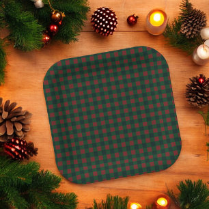 Red Green Buffalo Plaid Vakantie Papieren Bordje
