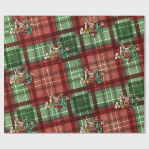 Red Green Buffalo Play Reindeer, Snowman Cadeaupapier