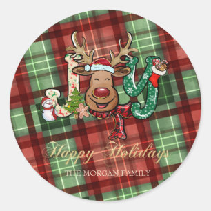 Red Green Buffalo Play Reindeer, Snowman Ronde Sticker