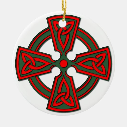 Red Green Celtic Cross Welsh Ornament (Voorkant)