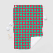 Red Green Checker Diamond Pattern Golfhanddoek (Insitu)