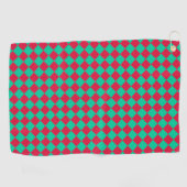 Red Green Checker Diamond Pattern Golfhanddoek (Horizontaal)