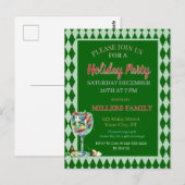 Red & Green Christmas Holiday Party Briefkaart (Voorkant / Achterkant)