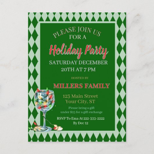 Red & Green Christmas Holiday Party Briefkaart (Voorkant)
